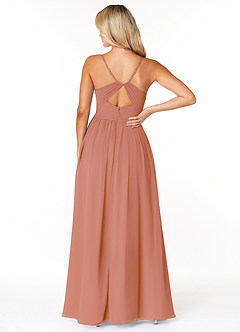 Azazie Dominic Bridesmaid Dresses MAI TAI A-Line V-Neck Pleated Chiffon Dress image2