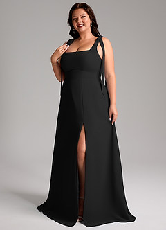 Azazie Debra Bridesmaid Dresses Black A-Line with Pockets Chiffon Convertible Dress image11