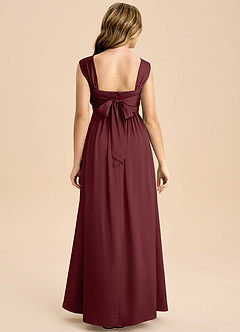 Azazie Hattie Junior Cabernet A-Line Pleated Stretch Satin Dress image2