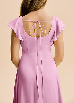 Azazie Bondi Junior Candy Pink A-Line Side Slit Stretch Satin Dress image6