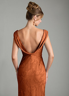 Azazie Kieryn Bridesmaid Dresses Burnt Orange Mermaid Pleated Floral Burnout Dress image2