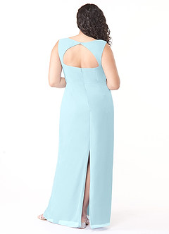 Azazie Flori Bridesmaid Dresses Cloud Blue Sheath Square Neckline Chiffon Dress image8