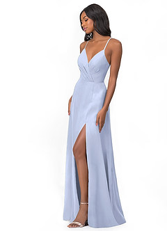 Azazie Everleigh Robes de demoiselle d'honneur Robe Trapèze en Mousseline de soie Plissé en cœur Eis image5