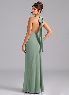 Azazie Velli Bridesmaid Dresses Silver Sage Mermaid High Neck Chiffon Dress image7