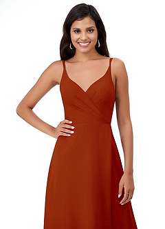 Azazie Lennon Bridesmaid Dresses Paprika A-Line Lace Chiffon Dress image6