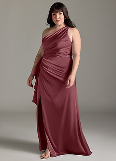 Azazie Maive Bridesmaid Dresses Desert Rose Sheath Ruched Stretch Satin Dress image9