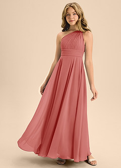 Azazie Charlize Junior Antique Rose A-Line Pleated Chiffon Dress image1