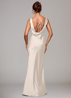 Azazie Rylina Bridesmaid Dresses White Alabaster Mermaid Stretch Satin Dress image5