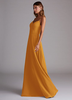 Azazie Marley Jurken voor bruidsmeisjes Converteerbaar Jurk van Chiffon met A-Lijn Off the Shoulder Boterbabbelaar image6
