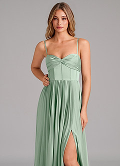 Azazie Tyla Bridesmaid Dresses Agave A-Line Sweetheart Neckline Stretch Satin Dress image8