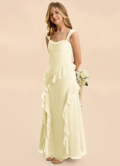 Azazie Sloane Junior Lemon Sorbet A-Line Sweetheart Neckline Chiffon Dress image4