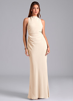 Azazie Evadne Bridesmaid Dresses White Alabaster A-Line Pleated Chiffon Dress image3