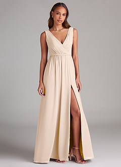 Azazie Tanicia Bridesmaid Dresses White Alabaster A-Line Pleated Chiffon Dress image4