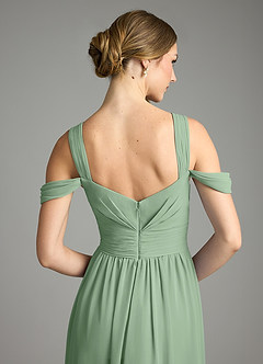 Azazie Lianne Vestidos de damas de honor Vestido de Matcha de Gasa de Corte en A con Vestidos sin tirantes image6