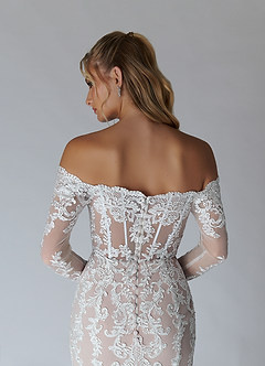 Azazie Solaris Wedding Dresses Diamond White Cocoa A-Line V-Neck Sequins Tulle Dress image8