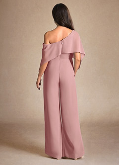 Azazie Halima Mother of the Bride Dresses Dusty Rose Jumpsuit/Pantsuit Side Slit Chiffon Dress image3