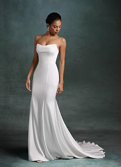 Azazie Tessa Wedding Dresses Diamond White Mermaid Strapless Stretch Satin Dress image11