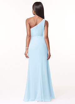 Azazie Liza Brautjungfernkleider Meerjungfrau-Linie One-Shoulder Chiffon Kleid Himmelblau image2