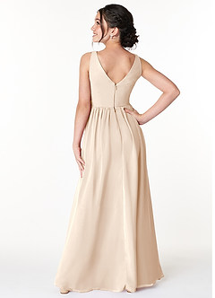 Azazie Sawyer Junior Agave A-Line Pleated Chiffon Dress image2