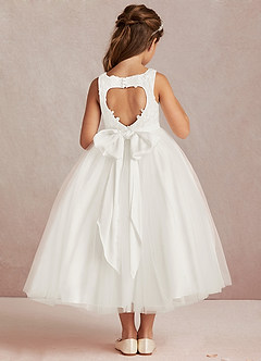 Azazie Calla vestidos de niña de las flores Vestido de Marfil de Tul de Princesa con Encaje image3