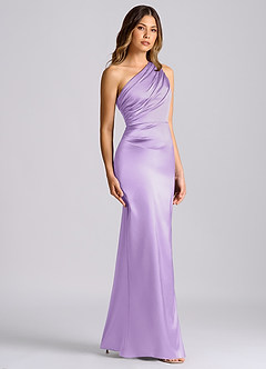 Azazie Akilah 신부 들러리 드레스 인어 한쪽 어깨 스트레치 새틴 바닥 길이 드레스 image3