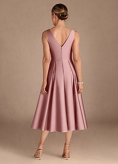 Azazie Fulton Mother of the Bride Dresses Dusty Rose A-Line Pleated Stretch Satin Dress image3