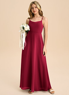 Azazie Shale Junior Robe Trapèze en Mousseline de soie Arc Bourgogne image5