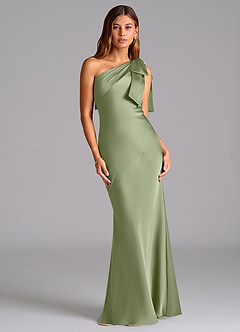 Azazie Yuanna Bridesmaid Dresses Pistachio Mermaid One Shoulder Stretch Satin Dress image1