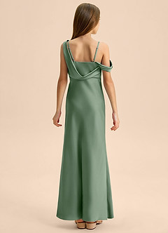 Azazie Madelyn Junior Osłona Zza ramienia Satyna elastyczna Długość podłogi Młodsza druhna Sukienka image2