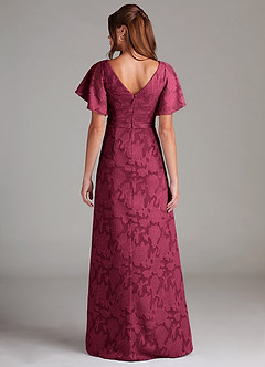 Azazie Ambrosia Brautjungfernkleider A-Linie Plissee Blumen-Burnout Kleid Burgunderrot image7