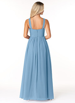 Azazie Elvira Bridesmaid Dresses Steel Blue A-Line Pleated Chiffon Dress image2