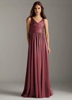 Azazie Keyla Brautjungfernkleider A-Linie Plissee Stretch-Satin Kleid Merlot image2