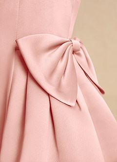 Azazie Macaroon Final Sale Blushing Pink Ball-Gown Bow Matte Satin Dress image6