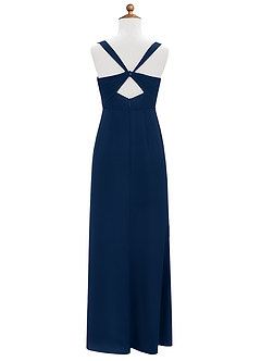Azazie Mero Junior Dark Navy Mermaid Pleated Stretch Satin Dress image8