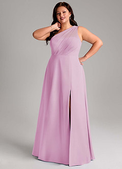 Azazie Phaedra Bridesmaid Dresses Candy Pink A-Line One Shoulder Chiffon Dress image13