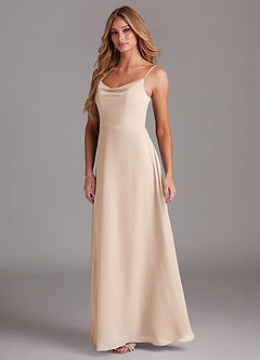 Azazie Daenerys Bridesmaid Dresses White Alabaster A-Line Cowl Chiffon Dress image4