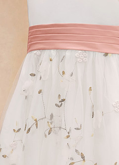 Azazie Pollie Blumenmädchenkleider A-Linie Schleifen Tüll Kleid Elfenbein Rosette image14