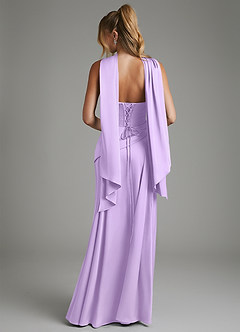 Azazie Gabriela Bridesmaid Dresses Lilac A-Line Corset Stretch Satin Dress image2
