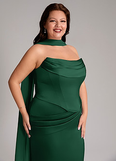 Azazie Sorrel Bridesmaid Dresses Dark Green Mermaid Strapless Stretch Satin Convertible Dress image10