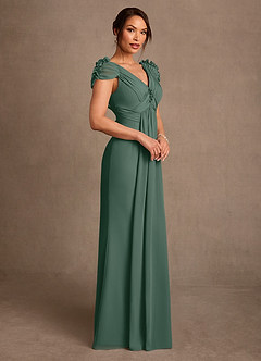 Azazie Louella Mother of the Bride Dresses Sea Moss A-Line Pleated Chiffon Dress image3