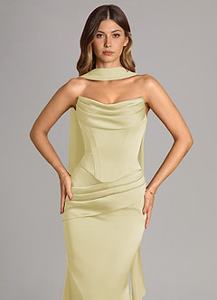 Azazie Sorrel Jurken voor bruidsmeisjes Converteerbaar Jurk van Stretch Satijn met Zeemeermin Strapless Citroensorbet image5