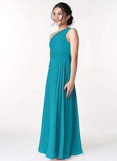 Azazie Cleo Junior Jade A-Line Pleated Chiffon Dress image5