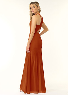 Azazie Rue Bridesmaid Dresses A-Line Halter Chiffon Floor-Length Dress image3