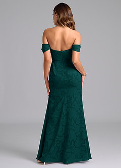 Azazie Saige Bridesmaid Dresses Pine A-Line Off the Shoulder Floral Burnout Convertible Dress image6