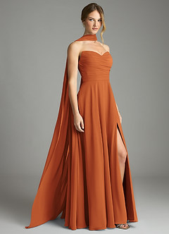 Azazie Ayla Abiti da Damigella Abito A-Line in Chiffon Scollo a Cuore Cannella image1