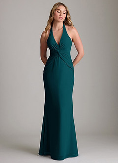 Azazie Valerie Bridesmaid Dresses Pine Mermaid Pleated Chiffon Dress image3