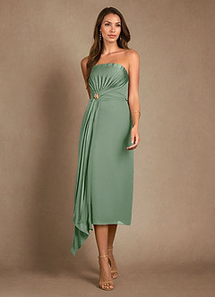 Azazie Dinanta Mother of the Bride Dresses Matcha Column Pleated Chiffon Dress image6