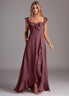 Azazie Lyra Bridesmaid Dresses Sangria A-Line Chiffon Convertible Dress image3