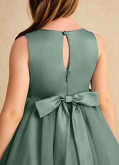 Azazie Prima Blumenmädchenkleider A-Linie Schleifen Tüll Kleid Eukalyptus image6