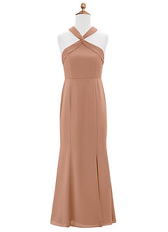 Azazie Rue Junior Robe Sirène en Mousseline de soie Fente Latérale Champagne Rosé image6